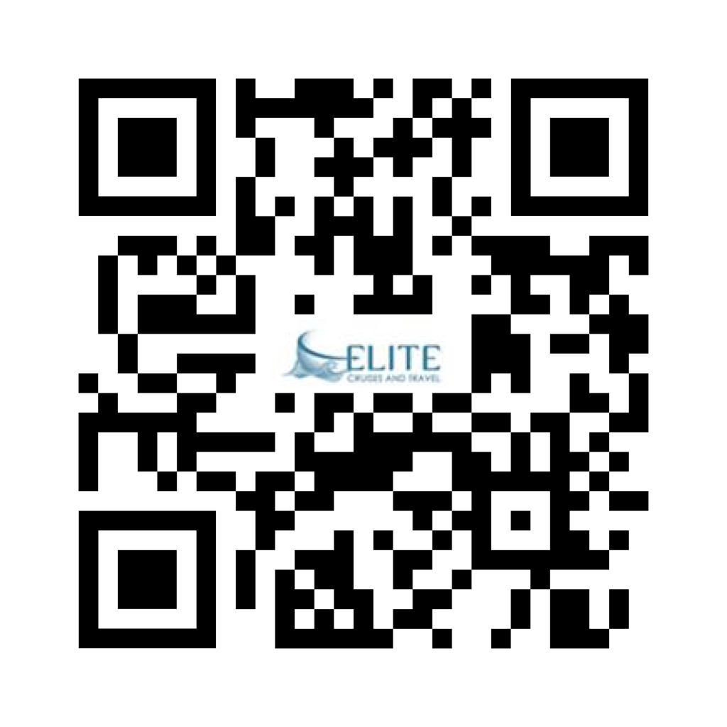 QR code with three large finder squares and a small blue Elite logo near the bottom center.
